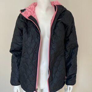 Columbia Girls Bella Plush Lined Quilted Jacket, black pink size XL youth NEW